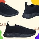 TRASE Black School Shoes for Boys & Girls | Slip-On Lace-Up Design with Flexible Sole | Lightweight & Breathable Knitted Upper | All Day Comfort (Black, 4 UK) gallery image