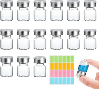 3ml Sample Glass Vials 15Pcs Transparent with Self-Healing Rubber Stopper