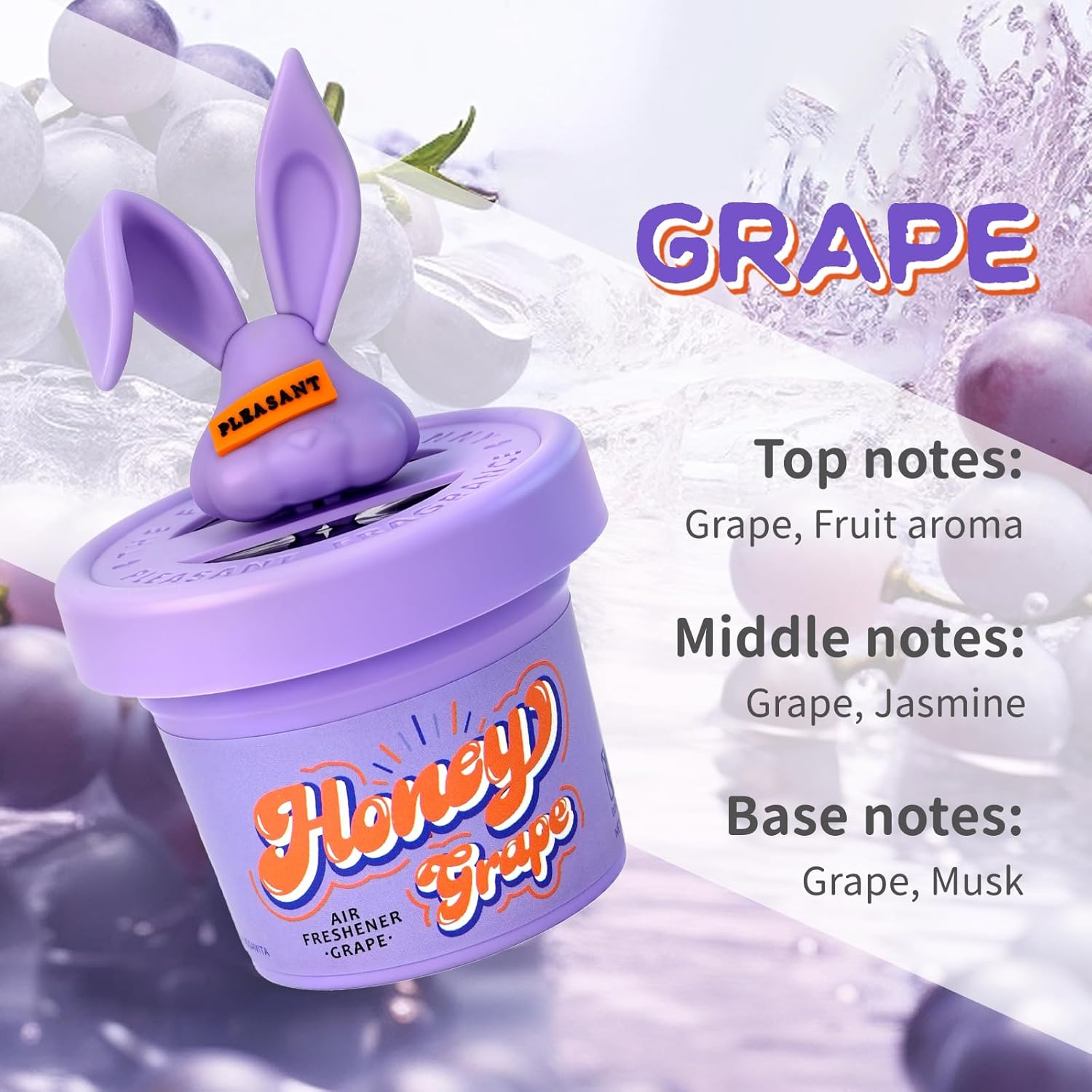 Diffusers for Home Grape Scent 2 Pack, Bathroom Diffuser Cute Bunny Shape for Office, Air Freshener Diffuser Gel Leak-Proof Car & Room, Bathroom Scent Diffuser Gift for Friends and Family