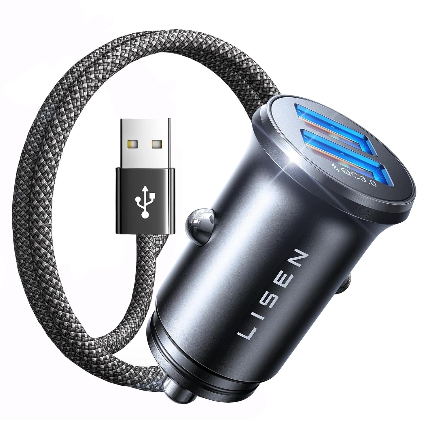 LISEN Cigarette Lighter USB C 12V USB Adapter Car PD & QC3.0 USB Car Charger Adapter Cigarette Lighter Splitter Socket with iPhone 16 15 14 13 12 Pro Max iPad Samsung S25 24