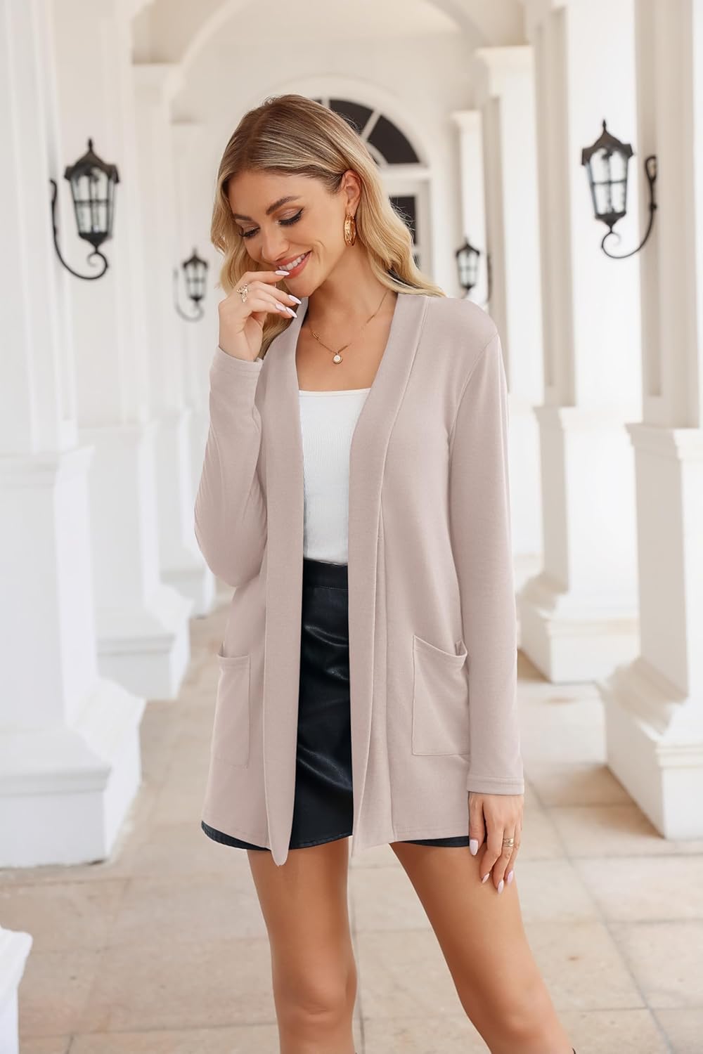 Bettysays Women's Long Sleeve Open Front Cardigan Casual Loose Lightweight Cardigans with Pockets - Image 4