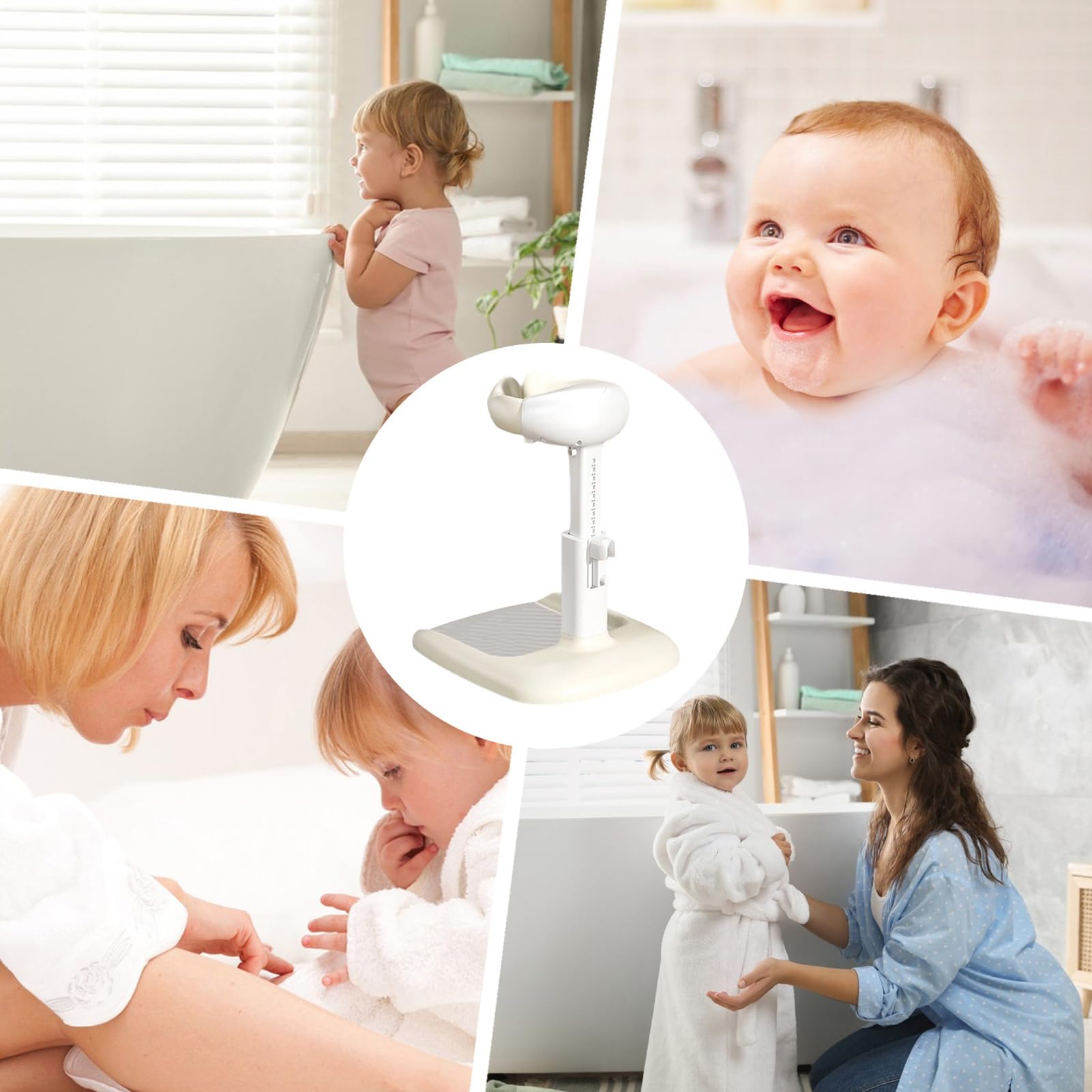 Soporte de baño para bebé, soporte de ducha para bebés de 6 a 36 meses, base antideslizante, soporte ergonómico, lindo para baño de niños pequeños
