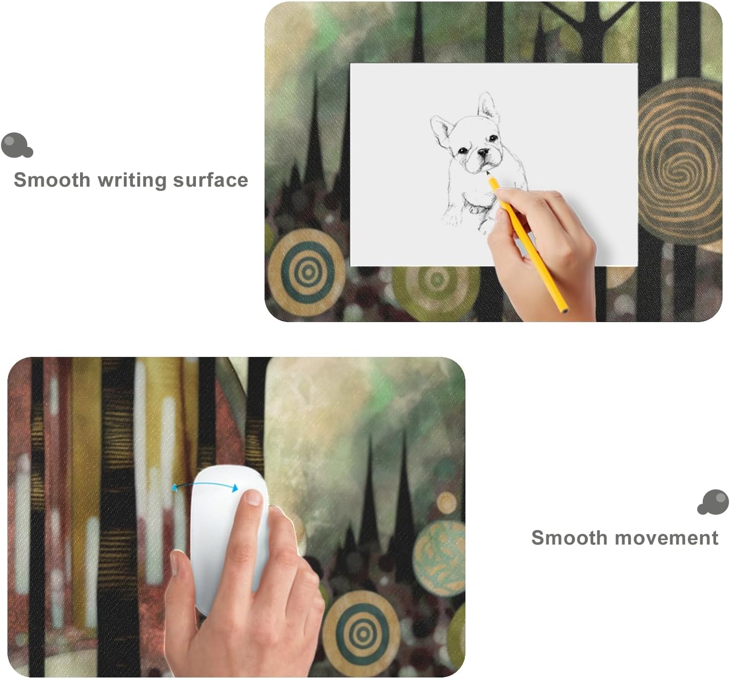 Abstract Forest Pattern Mouse Pad XL Desk Mat for Gaming Non-Slip Rubber Base Soft with Stitched Edges Computer Mouse Pad for Office or Home Portable for Travel
