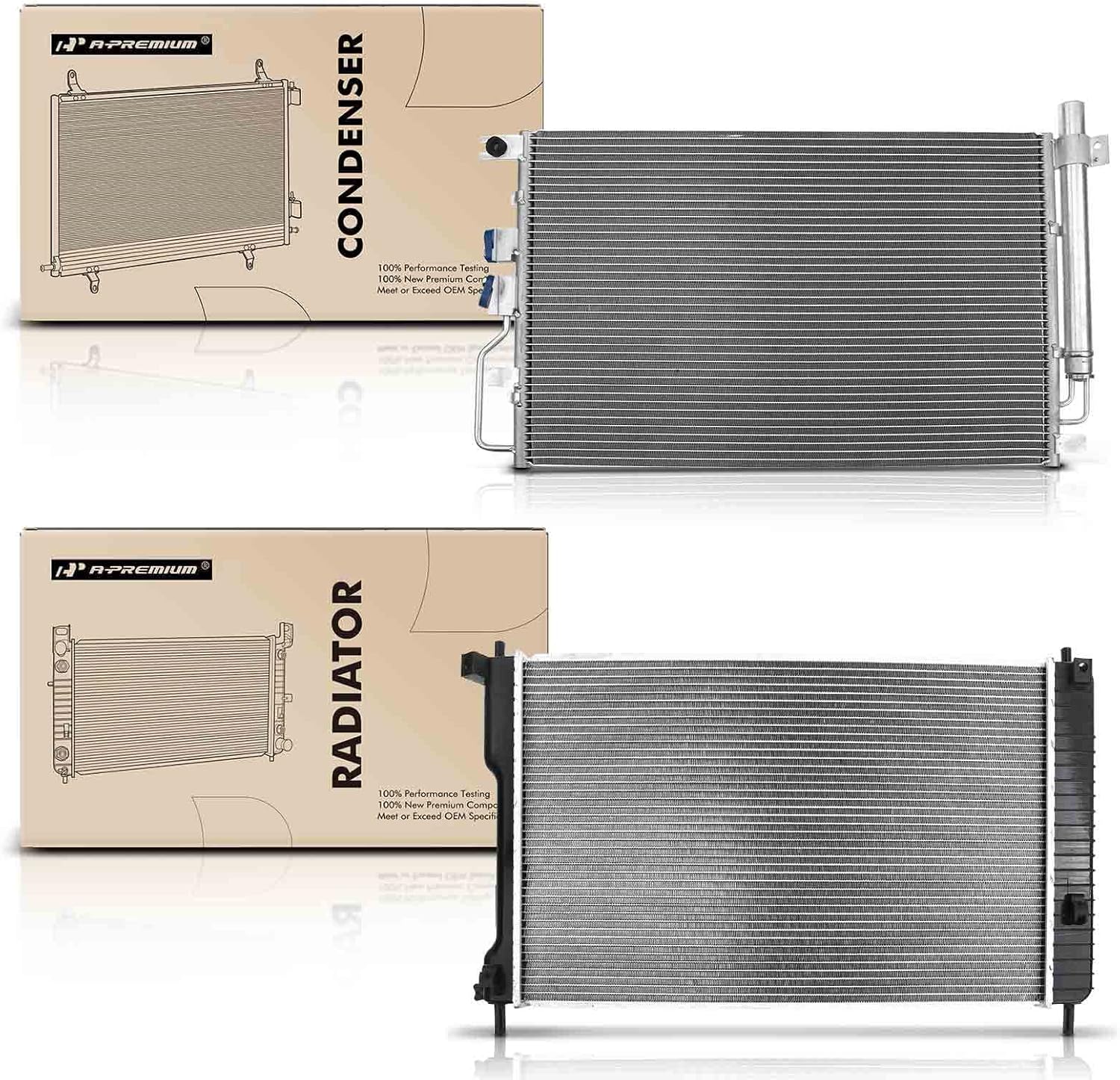 A-Premium Aluminum Radiator & AC Condenser Cooling Kit Compatible with Chevrolet Equinox & GMC Terrain, 2010-2015, 2.4L 3.0L 3.6L, Automatic Transmission, Replace# 20839794, 25952758 2-PC Set