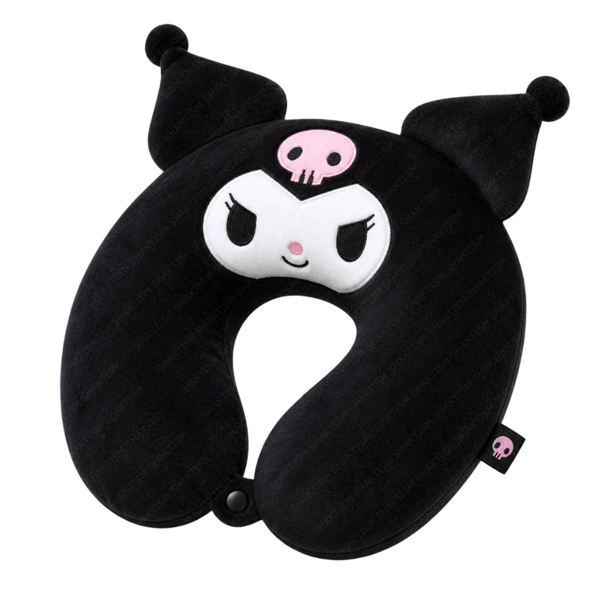 SHAKTISM Cute Cartoon U-Shaped Neck Pillow for Travel | Soft Plush Neck Support Cushion for Kids & Adults | Lightweight Portable Headrest for Car, Flight & Home Use (Black)-image-11