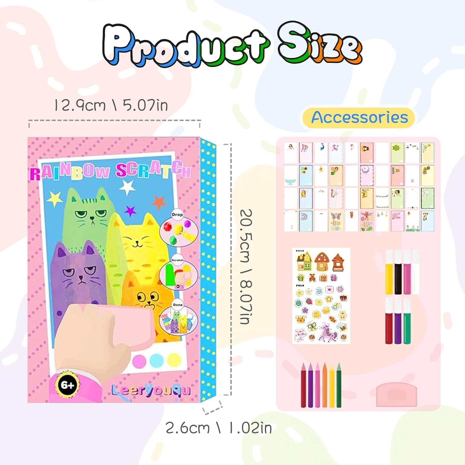 Rainbow Squeeze Art Kit, 2026 Upgrade Magic Rainbow Scratch Paper Art Set, Creative Squeegee Painting Kit DIY Postcards Scratch Art Party Favors Novelty Birthday Gifts (3)