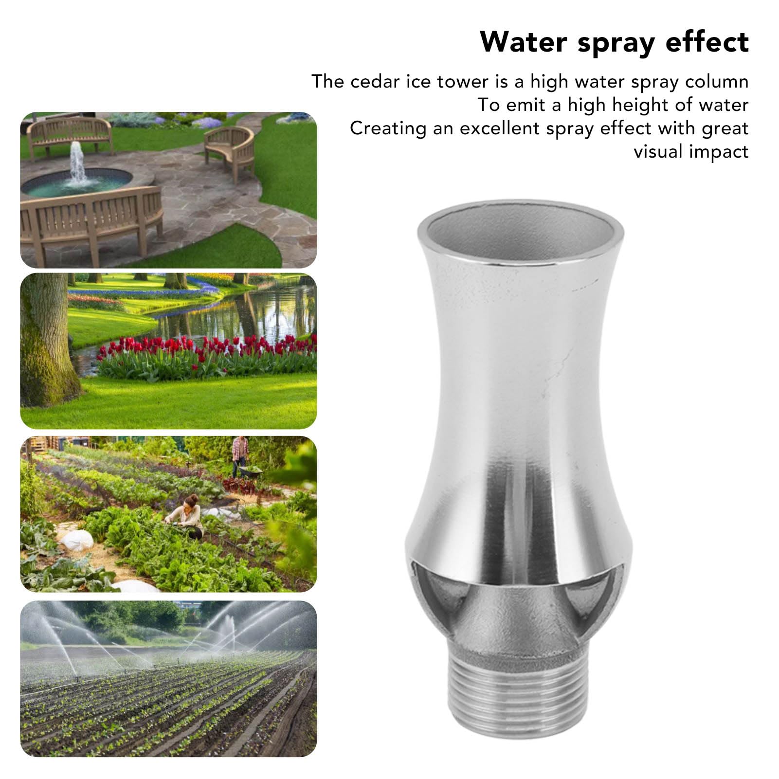 XHTLLO Water Fountain Nozzle, Stainless Steel Cedar Ice Tower Fountain Nozzle, Unique Nordic Pattern Cascade Effect