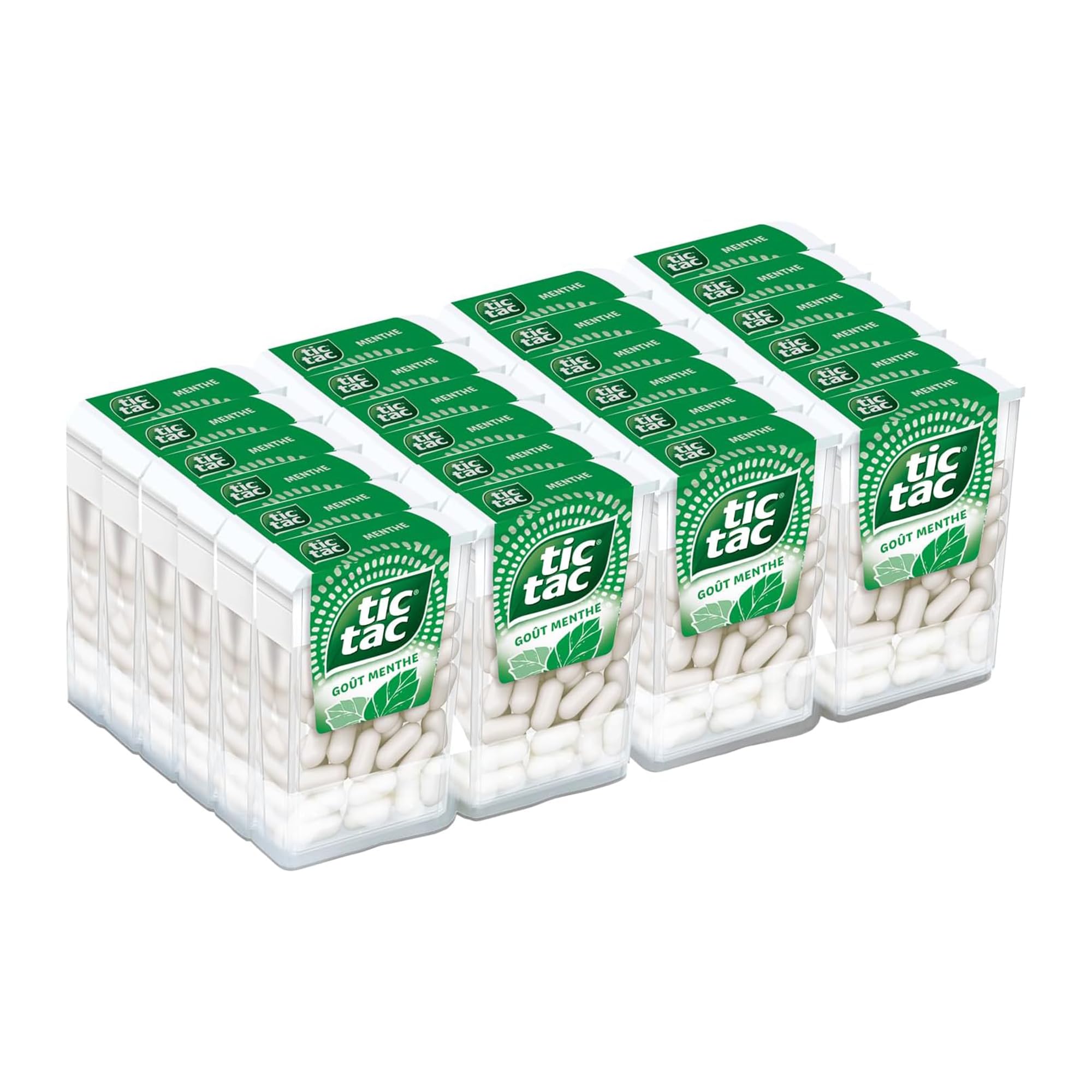 TicTac Goût Menthe - Bonbons frais sucrés à la Menthe - Format de Poche - 24 boites x 18g