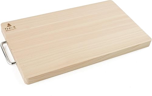 BOUMBI Hinoki Tabla de cortar reversible de madera con mango de metal (17.3 x 9.8 x 1.05 RM_L) BOUMBI Hinoki Tabla de cortar reversible de madera con mango de metal (17.3 x 9.8 x 1.05 RM_L)