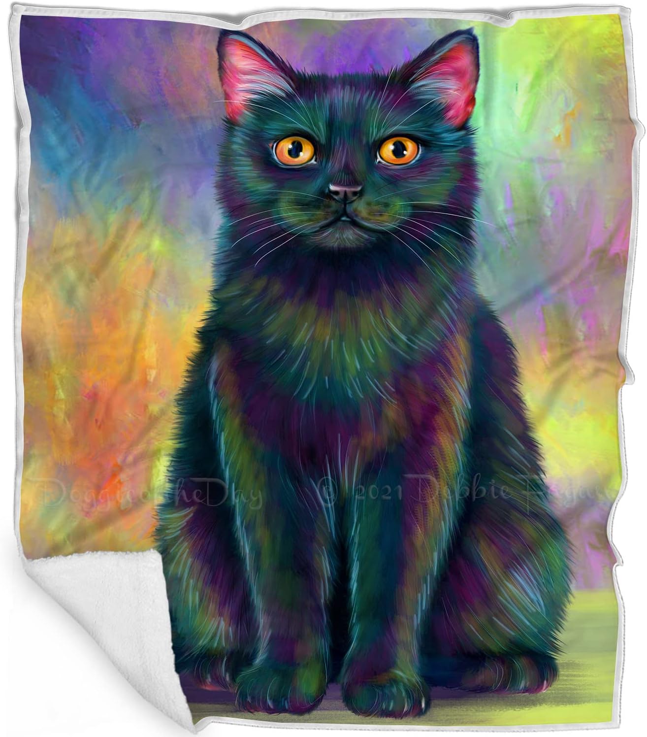 Rosie 25 Cent Kisses Black Cat Blanket - Lightweight Soft Cozy and Durable Bed Blanket - Animal Theme Fuzzy Blanket for Sofa Couch BLNKT60741 (50x60 Woven)