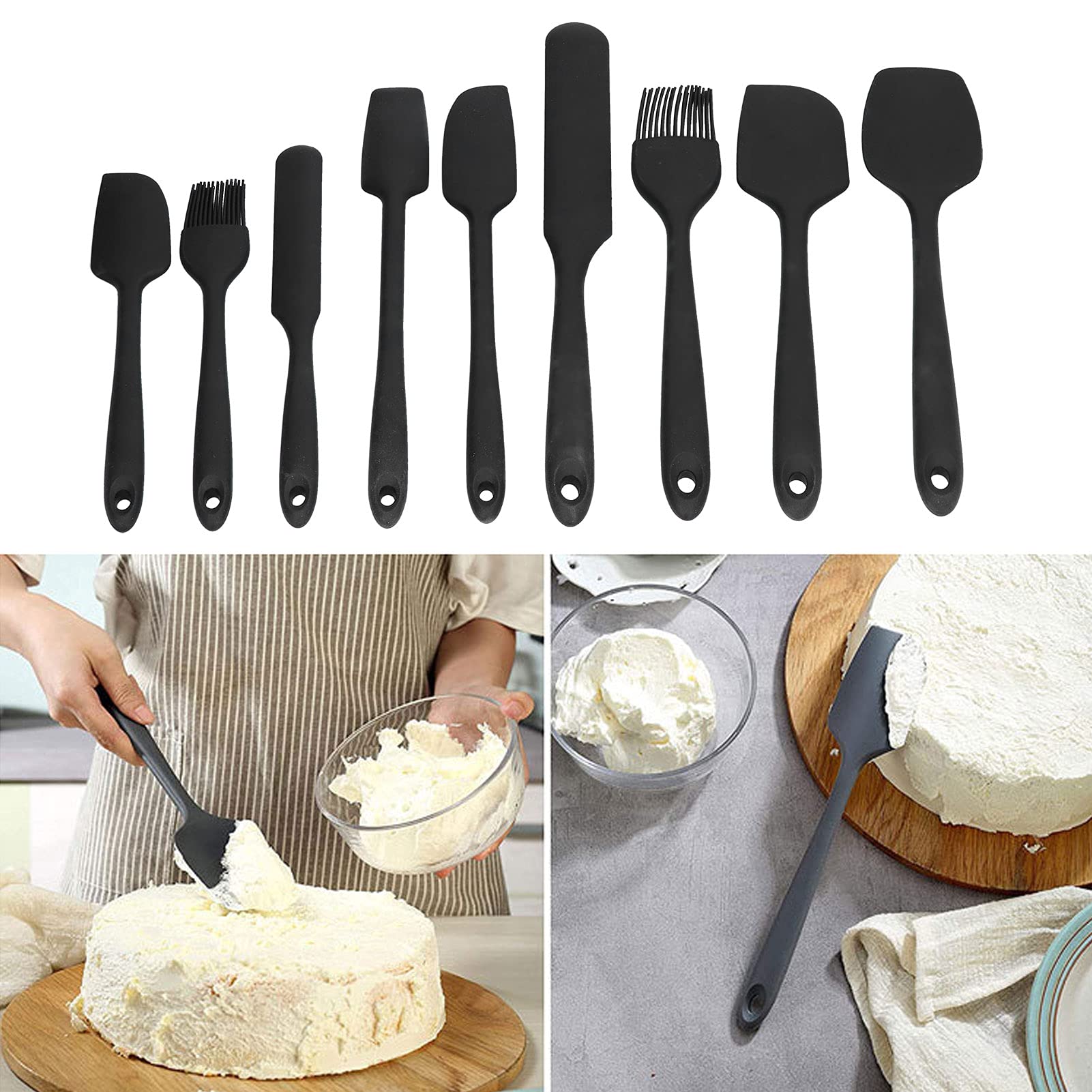 9 sztuk Mini zestaw silikonowych szpatułek elastyczny ręczny dżem ciasto krem szczotka do gotowania dla kuchni restauracji bezpieczne przybory kuchenne