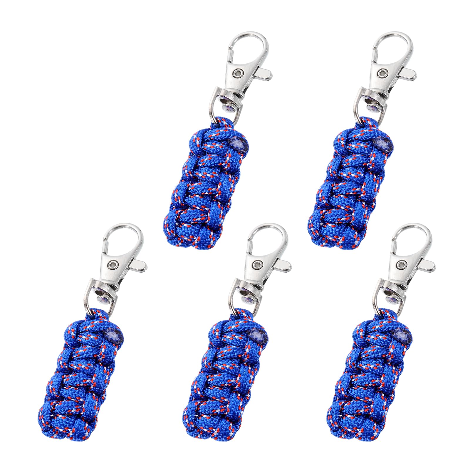 YELARXI Paracord Zipper Pull Polyester Zipper Pulls Replacement Woven Rope with Metal Clasp, 80 mm Length Fit for Backpacks Clothing Luggage Accessories - Cylinder (5 Pack, Blue)
