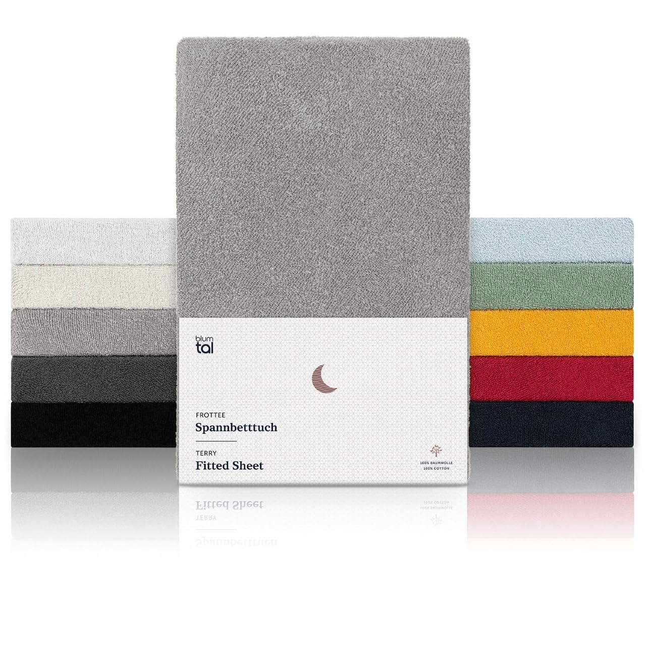 Blumtal® Frottee Spannbettlaken 140x200x27cm - Oeko-TEX zertifiziertes Spannbetttuch 140x200x27cm - Frottee-Spannbettlaken bis 27cm Matratzenhöhe - Grau