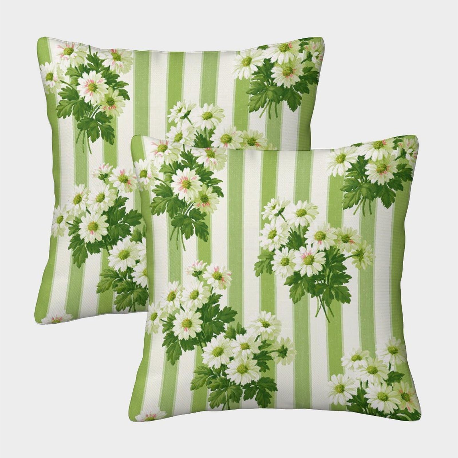 HWEICOIN 3D Printed Daisies Square Pillowcases Dinosaurs Square Throw Pillow Decorative Super Soft Pack of 2 for Patio,Couch, Tent, Balcony And Sofa 50x50cm