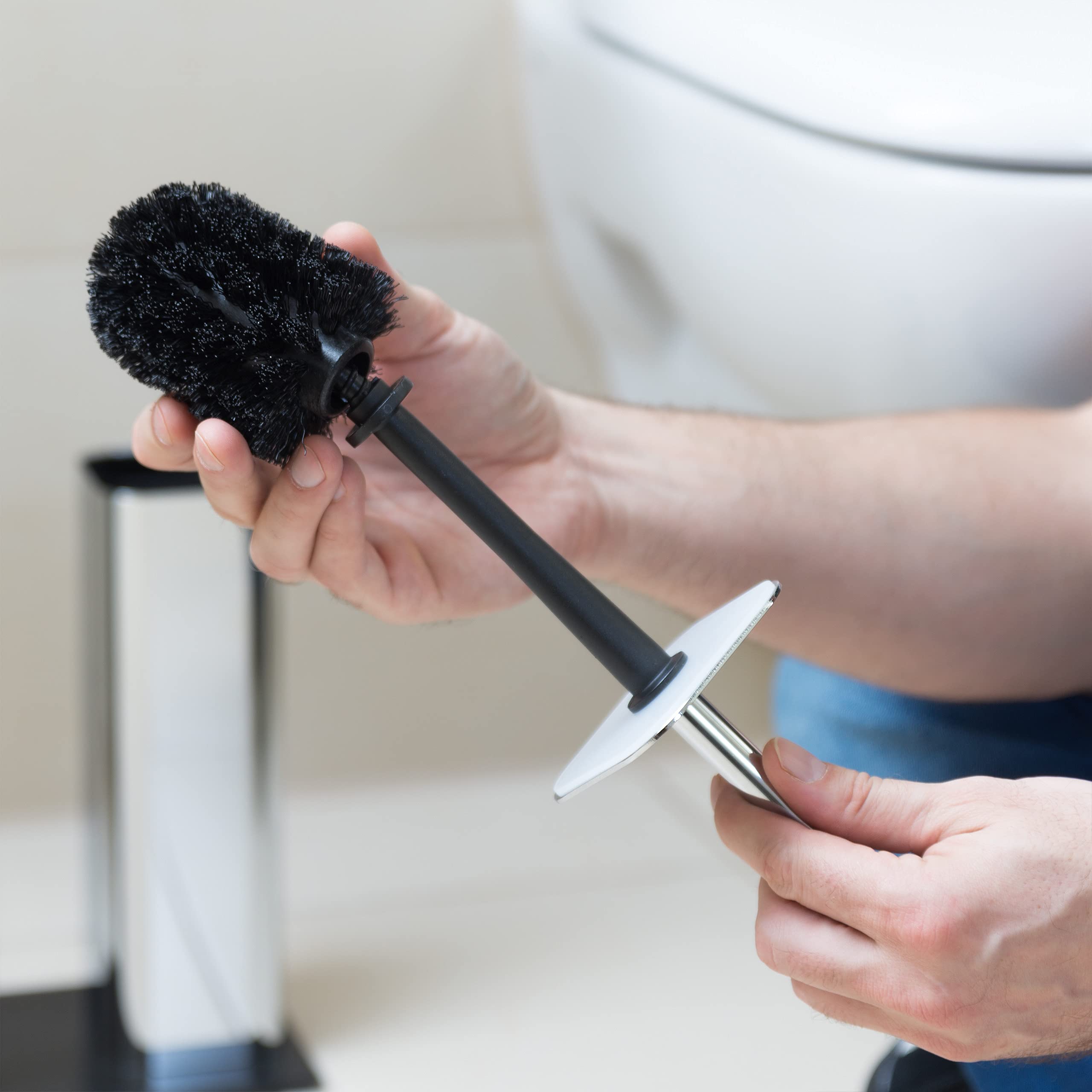 Relaxdays WC Bürstenkopf 5er Set, lose Toilettenbürsten Gewinde 12 mm, Badzubehör, Ersatzbürstenkopf Durchmesser 8 cm, 2 Farben