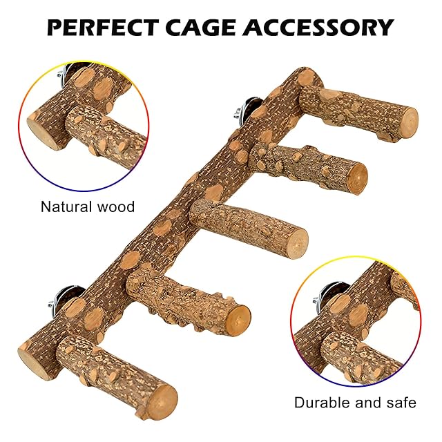 Foto 3 de 7 de BORDEAG Perchas Naturales Para Pájaros, Juguetes, Escalera De Madera, Juego De Perchas Para Canarios