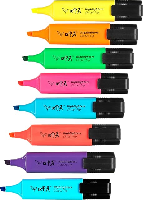 8 Chisel Tipped Highlighters