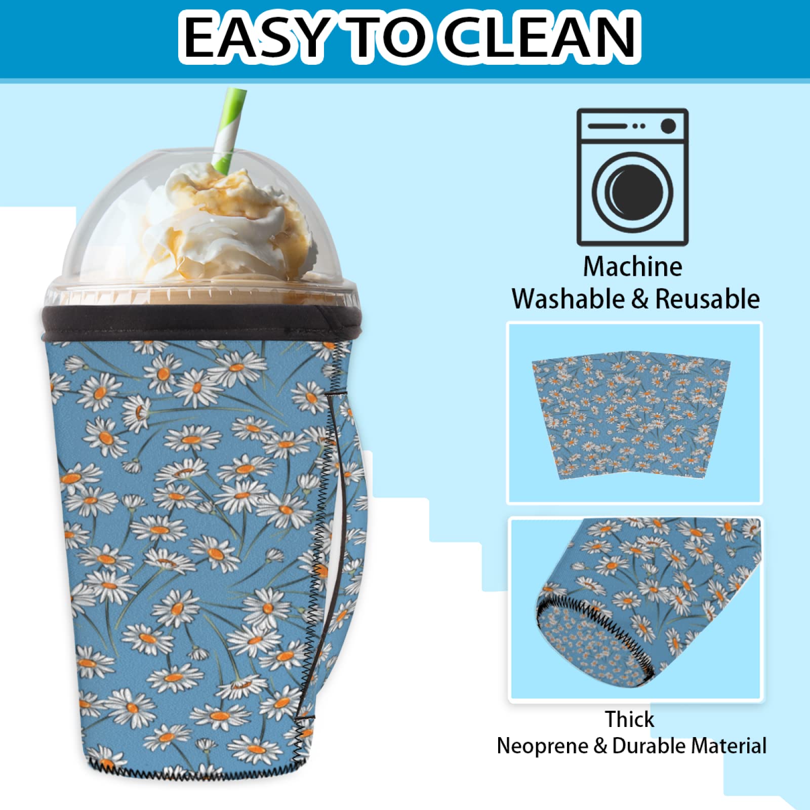 Reusable Neoprene Iced Coffee Cup Sleeve – Insulated Drink Holder For Cold Beverages - View #3