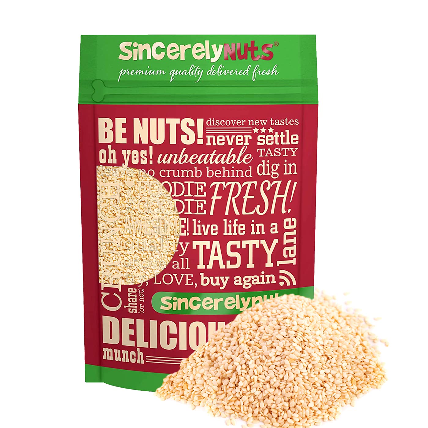 Sincerely Nuts Hulled Sesame Seeds A Heart Healthy Snack Rich in Fiber, Minerals Antioxidants Source of Plant Based Protein Gluten Free Kosher, Bulk 5LB Bag