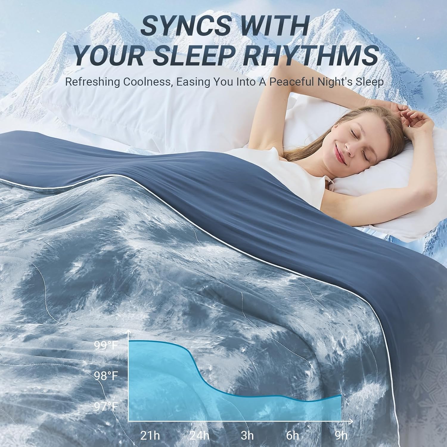 Cooling Comforter Queen Size, Summer Cooling Blankets for Hot Sleepers and Night Sweats, Lightweight Breathable Cooling Comforter Bedding for Sofa, Bed, Camping, Office