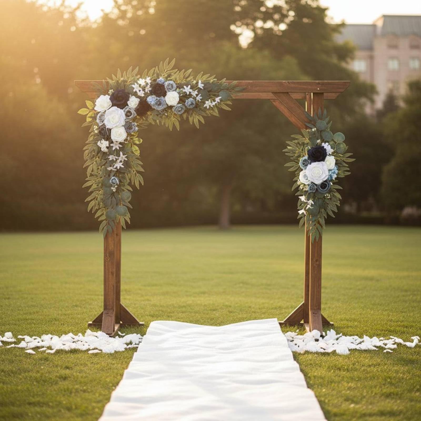 2 Pezzi Decorazione Floreale per Arco con Composizione di Seta E Foglie Artificiali per Cerimonia all Aperto per Tavolo E Ornamento per Giardino