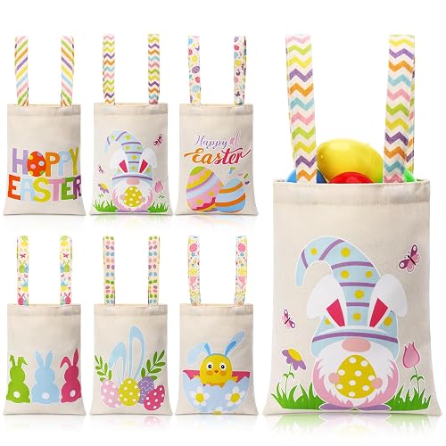 Shinylin 6 Pcs Easter Basket Easter Reusable Canvas Gift Bags