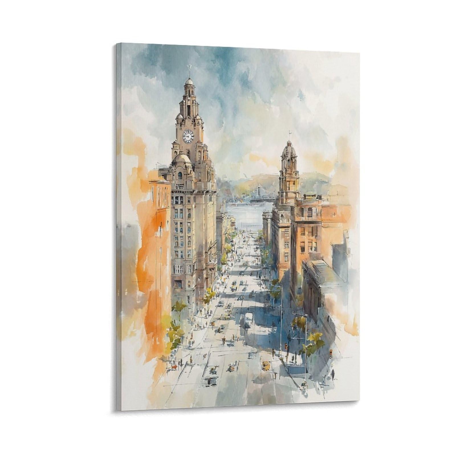 LCYNNH San Diego Watercolor Street 20x30inch(50x75cm) Vintage Travel Poster Watercolor Canvas Art