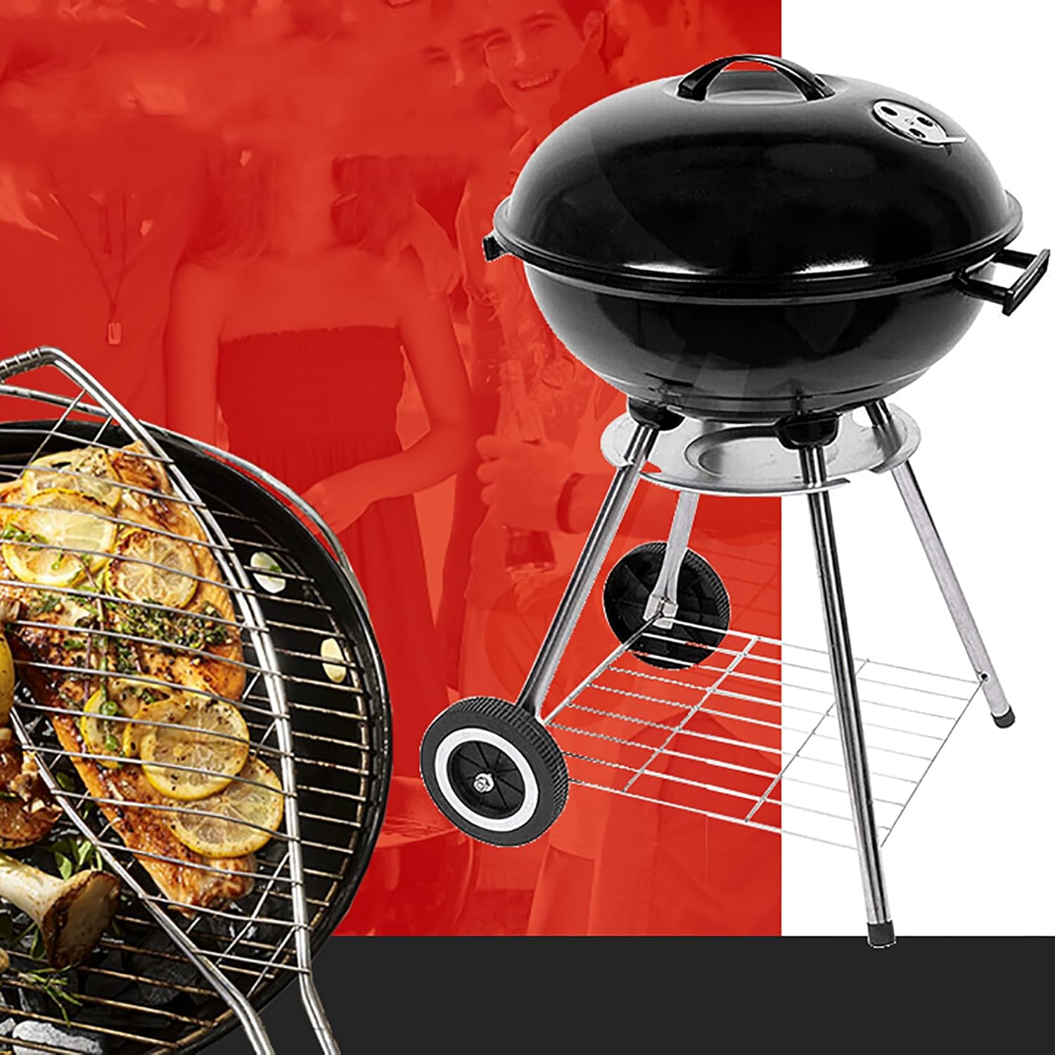 Charcoal Grill,Charcoal Grills Outdoor Cooking,Charcoal Grills,Charcoal Grill barbecues,Barbecue Area 46cm in Diameter,Charcoal BBQ Grill for Outdoor Cooking,Backyard,Patio