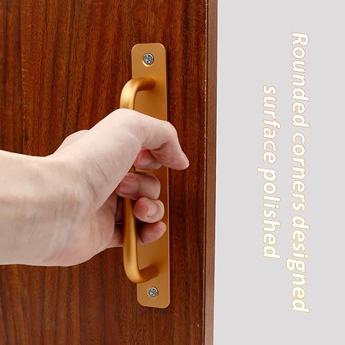 Miniatura 5 de Paquete de 2 manijas de puerta corrediza de granero de aleación de aluminio, manija de puerta central de agujero de 5.039 in5 pulgadas, tiradores de