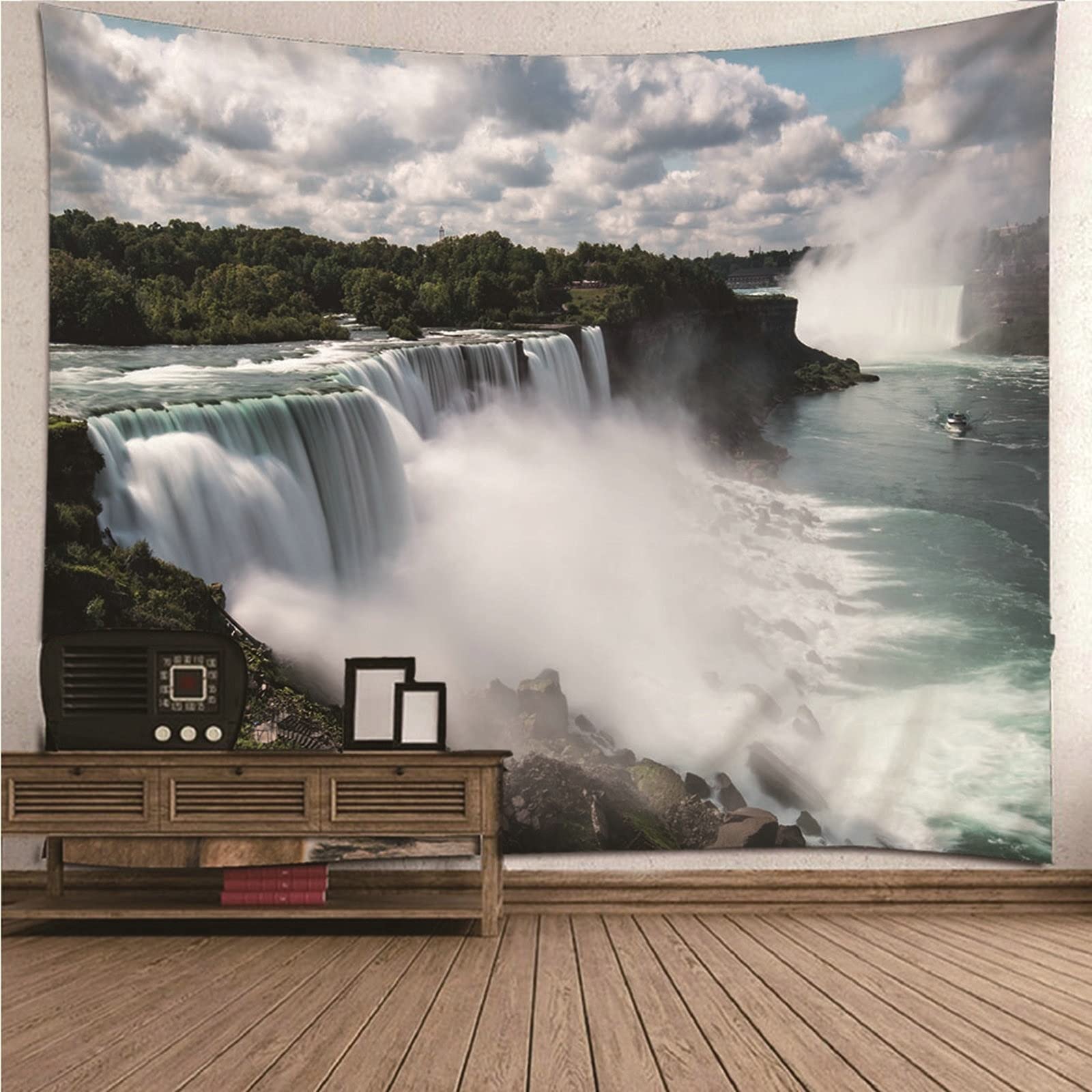 Tapestry Blanco Verde, Tela Pared Playa Pared de Hogar, Pareo/Toalla de Playa Grande, Sofá- 300x260CM