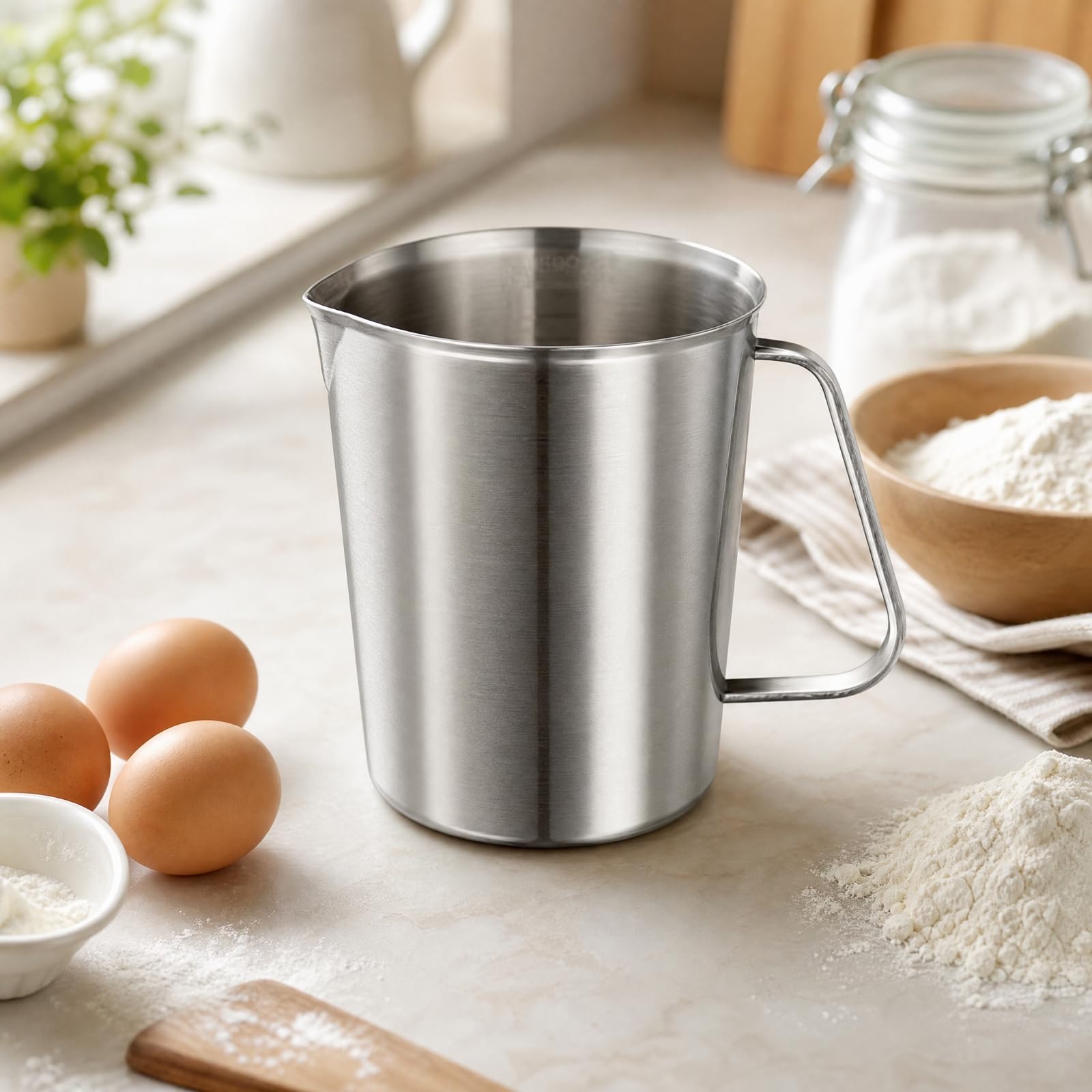 Tasse à Mesurer Robuste Tasse à Mesurer Bec Verseur Épai Pich Mesureur En Acier Inoxydable pr Pâtisserie, 2000ML