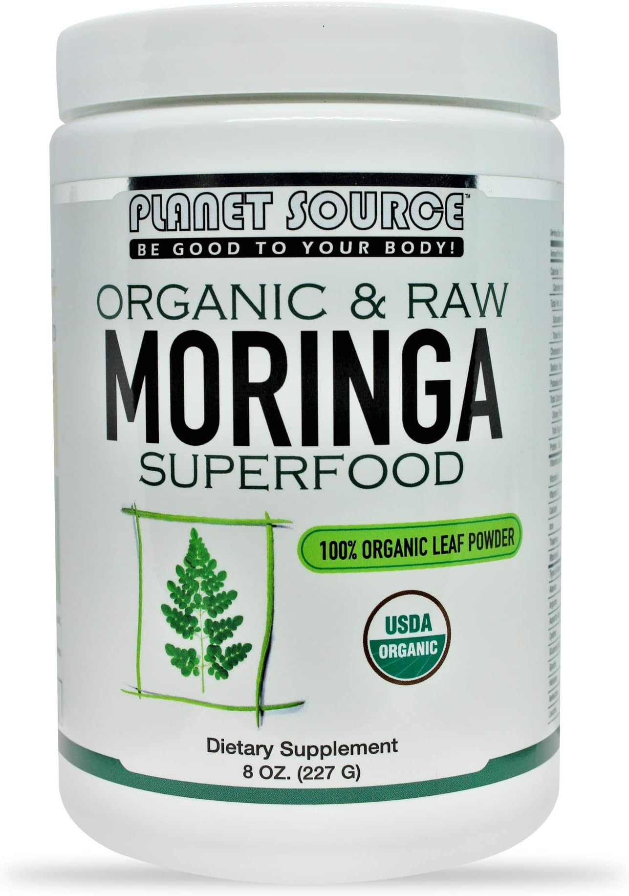 Planet Source100% Raw & Pure Organic Moringa (Moringa oleifera) Powder superfood antioxidant, Promotes Healthy Blood Sugar 8 Oz