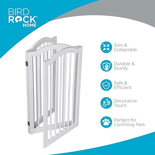 Miniatura 5 de INTERNET'S BEST Puerta para perros con parte superior arqueada, 3 paneles, barrera de madera para mascotas de 36 pulgadas de alto para perros o