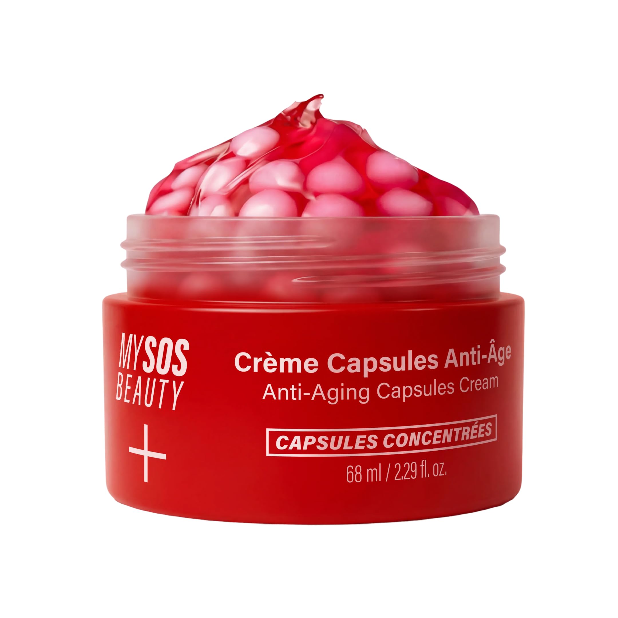 Crème Capsules Anti-Âge - My SOS Beauty - Rétinal, Ectoine, Acide Hyaluronique, Collagène & Centella Asiatica - Hydrate, Repulpe & Lisse les Rides - Crème Visage Anti-Rides - 68 ml