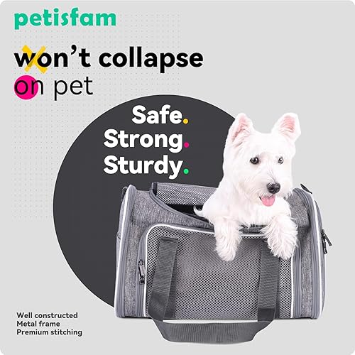 Miniatura 9 de petisfam - Transportador suave para gatos medianos y perros pequeños con cama acogedora, 3 puertas, entrada superior, aprobado por aerolíneas, a
