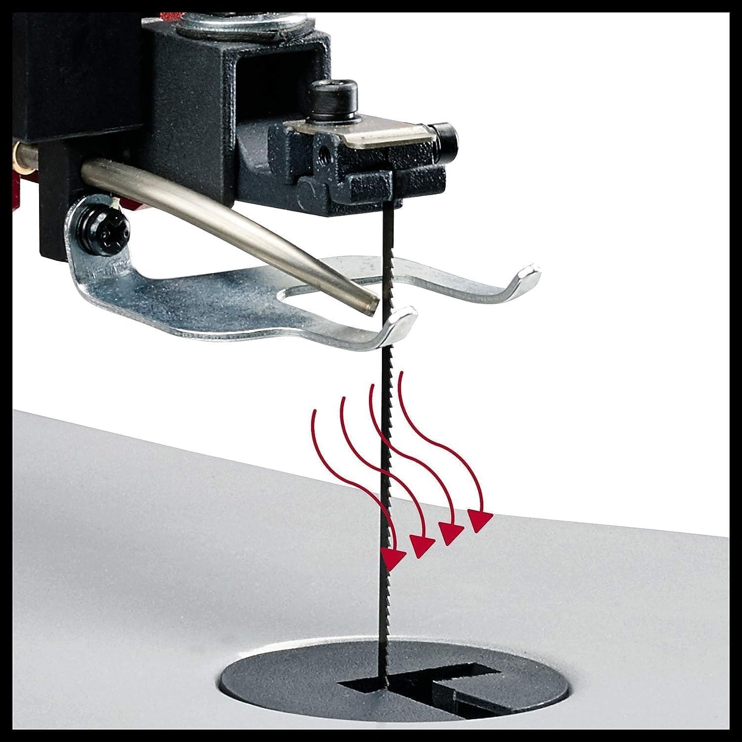 Einhell Sega da traforo TC-SS 406 E (120 W, altezza di taglio 50 mm, tavolo inclinabile a 47°, velocità variabile, soffiatore, incl. 2 lame)