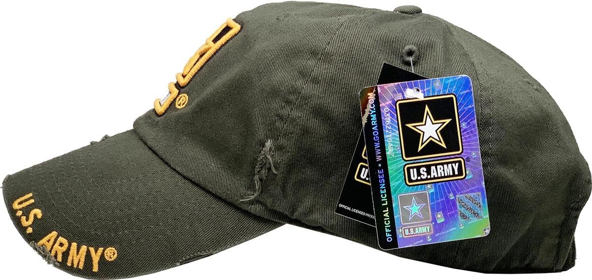 US Army Official Licensed Premium Quality Only Vintage Distressed Hat Veteran Military Star Baseball Cap - Image 3