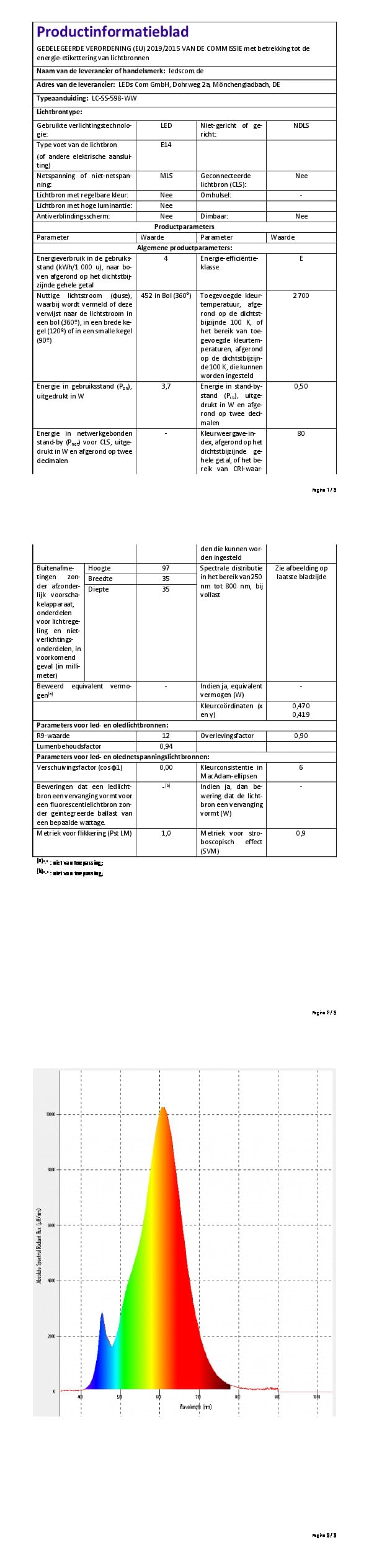 ledscom.de 20x E14 ampoules LED, bougie, blanc chaud (2700 K), 3,7 W, 452lm