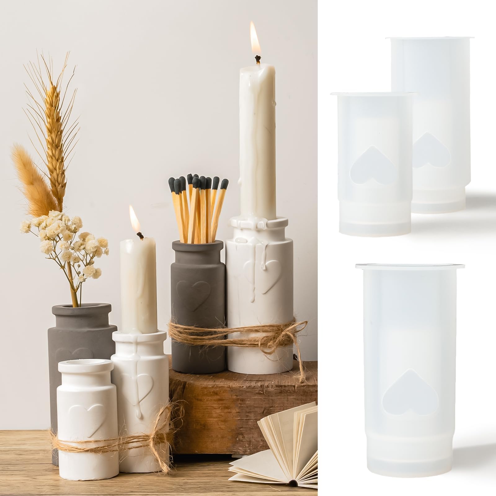 vase Silikonformen Harzformen Gießformen 3 Stück Kerzenhalter Epoxidharzformen Blumenvase Silikonformen DIY Handgefertigter Mehrzweck-Betonputzkerzenhalter und Vase Silikonform