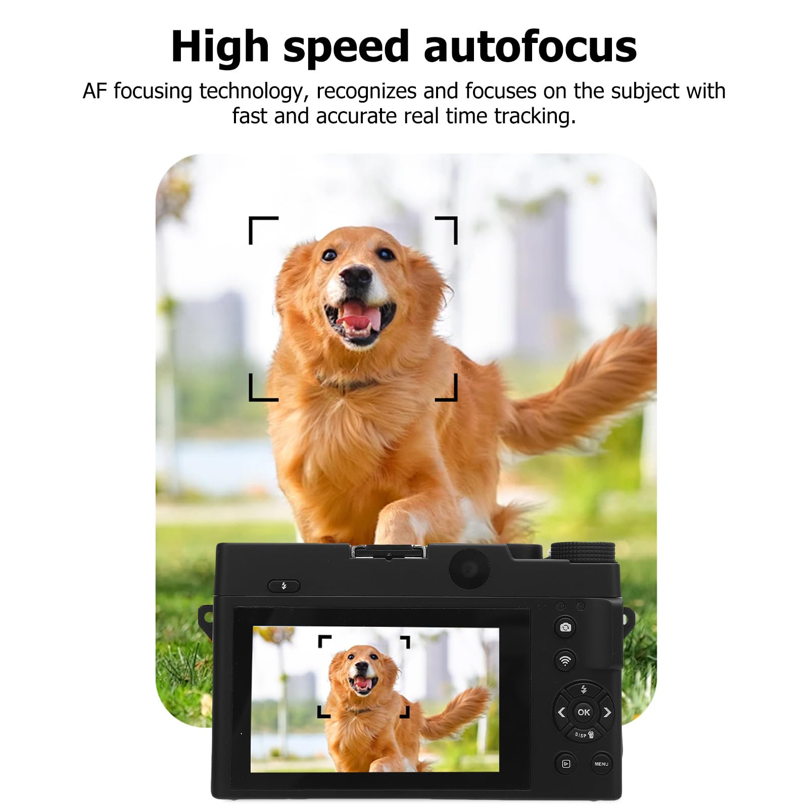 Camera Digitale 4K per Fotografia, Doppia Fotocamera Anteriore e Posteriore da 75 MP, Fotocamera Vlog WiFi AutoFocus con Schermo HD da 3 Pollici, Zoom 18x, Flash Microfono (BLACK)
