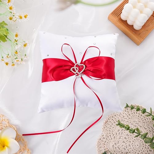 Miniatura 12 de QIRMIZI Almohada de anillo, cojín de anillo de perlas, portador de anillo, soporte de anillo para boda en la playa, ceremonia de boda, propuesta