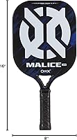 Vista 12 de Onix Malice 16 Open Throat Composite Pickleball Paddle with Carbon Fiber Power Frame Performance Power and Control Patented Thermofused Technology