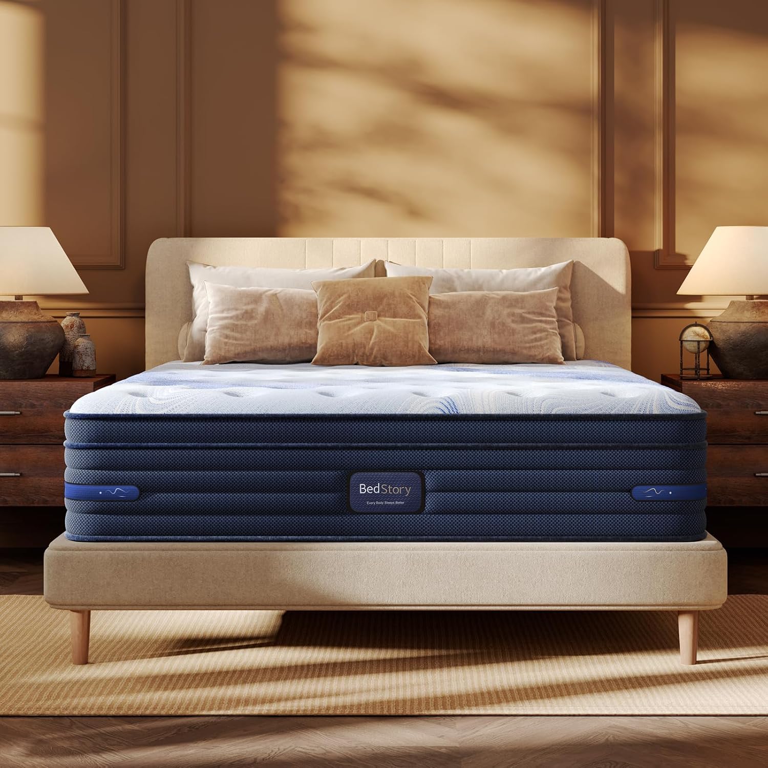 BedStory Firm King Mattress 13 Inch – Pro Hybrid Mattress with Gel Memory Foam, Extra Spinal Support, Ergonomic Zone with Edge Support- Made in USA, CertiPUR-US Certified 365 Night Trial