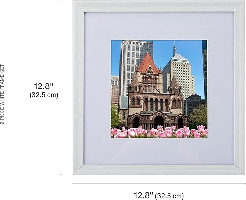 Miniatura 2 de Melannco Juego de 9 marcos de fotos de madera beige de 12.8 x 12.8 pulgadas para sostener fotos de 12 x 12 pulgadas sin paspartú o fotos de 8 x 8