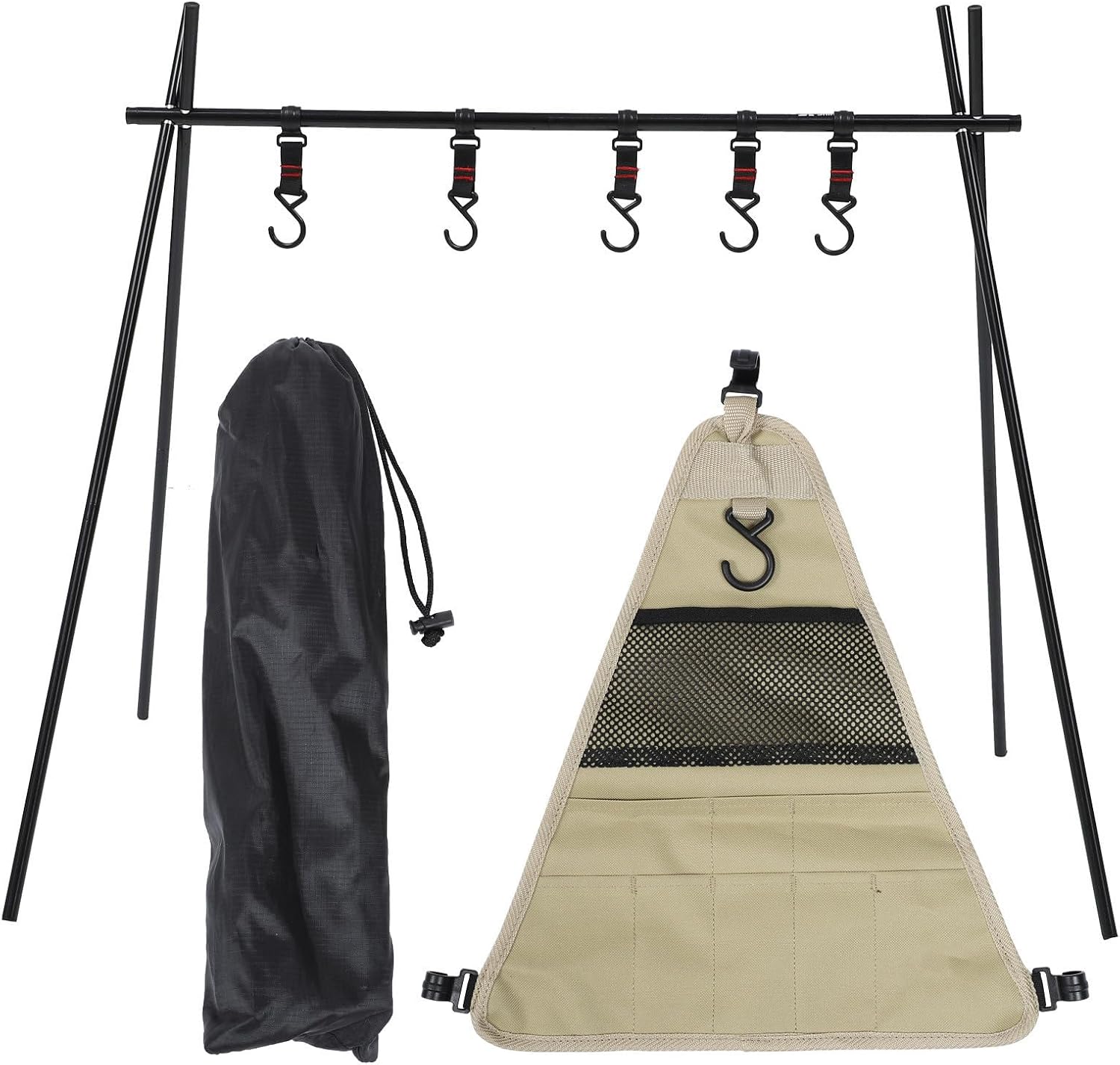 Baluue Portable Outdoor Tripod Hook Rack Aluminum Alloy for Camping