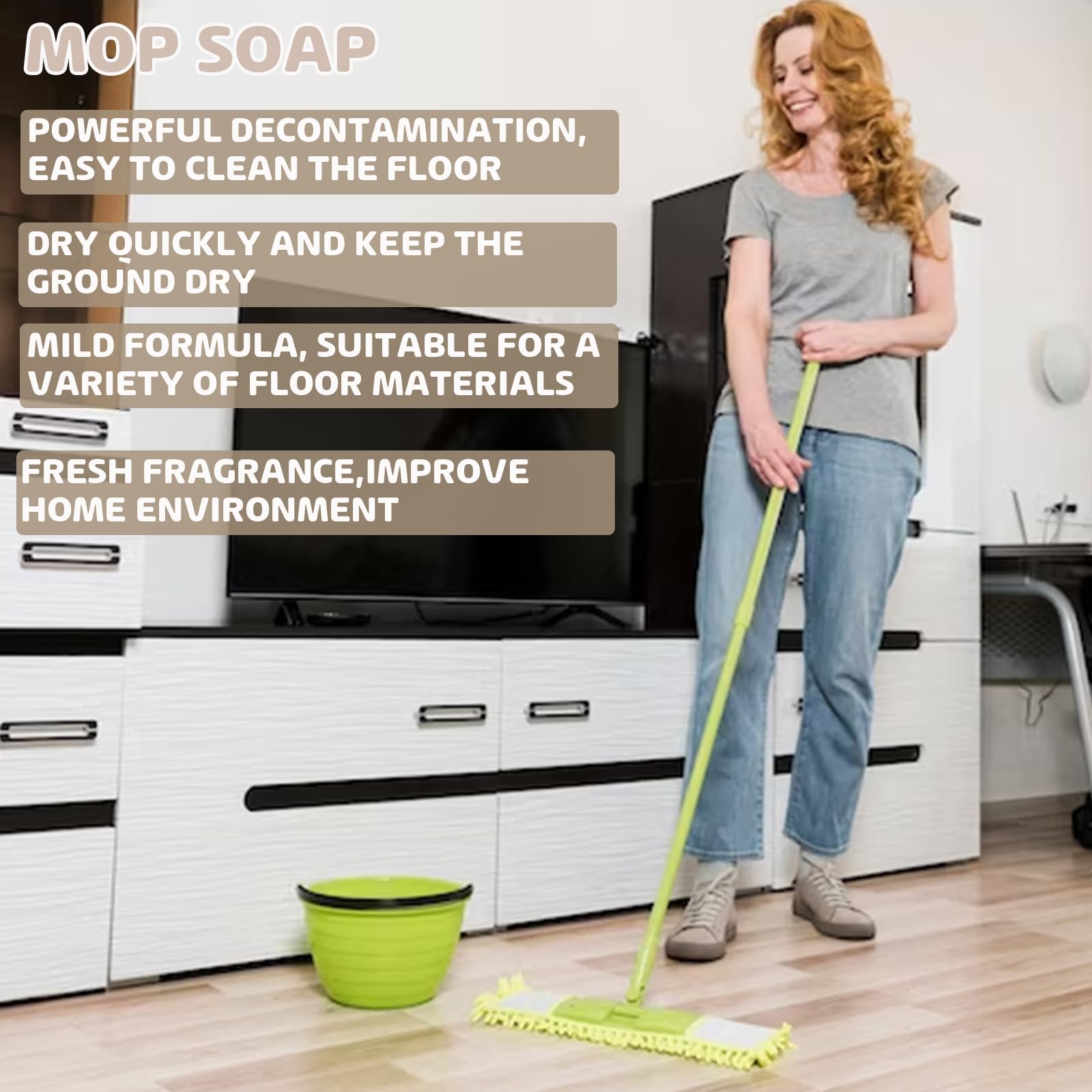 R & W Mop Soap Brazilian Waves, Highly Scented Mop Soap for Floor Cleaning, Floor Cleaner for Mopping, Multi-purpose Pet-friendly Cleaner Liquid (1PCS)