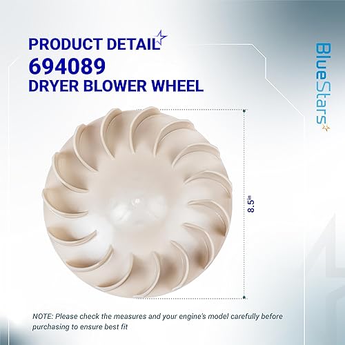 Miniatura 2 de Rueda de ventilación de secadora BlueStars 694089 - Para secadoras Kenmore y Whirlpool Modelo 110 11060022010 11077732792 LE7000XSW0 1LE7800XKW0 -