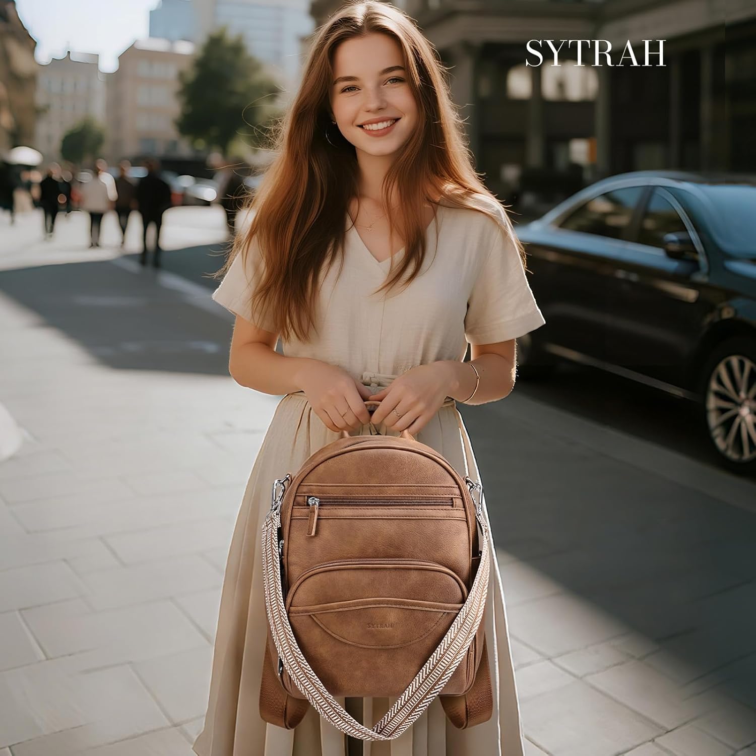 Small Backpack Purse for Women, Mini Backpack Vegan Leather with RFID Blocking & Tablet Pocket, Cute Shoulder Handbag for Travel, School & Work Brown - Image 9