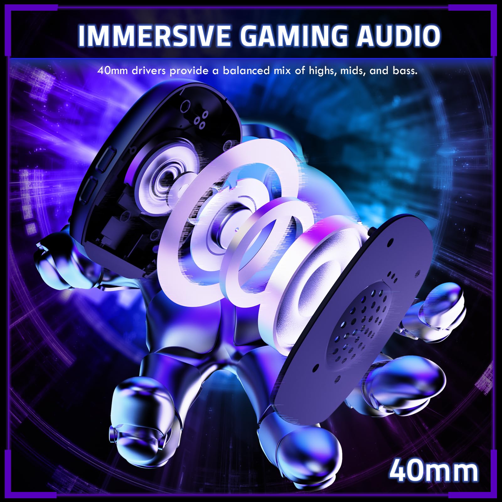 ATTACK SHARK L80PRO Casque Gaming sans Fil, Double Microphone Réglable, Son Surround 3D, Léger avec 20ms Latence Ultra-Faible, Drivers 40mm, 3 Modes (2.4G/Bluetooth/Filaire) pour PC/Phone -Noir