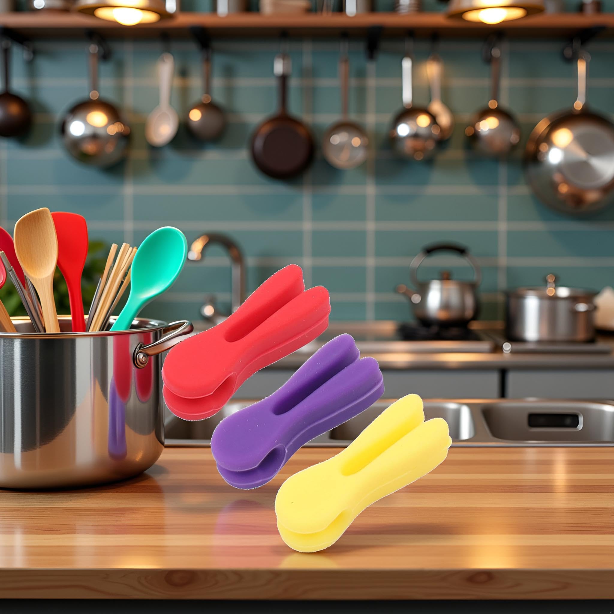 3 Pcs Silicone Pot Clip - Non-Slip, Heat Resistant, Multifunctional, Spoon Rest, Spatula Holder, Bracket Clips Chopstick Cutlery Rests